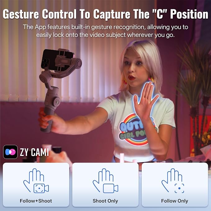 ZHIYUN CINEPEER Smooth 5E Gimbal Stabilizer for iPhone, Android | Built-in Fill Light, Tripod, 3-Axis 300g Payload Phone Gimbal, Gesture Control, Vlogging Stabilizer for YouTube, TikTok - Image 3