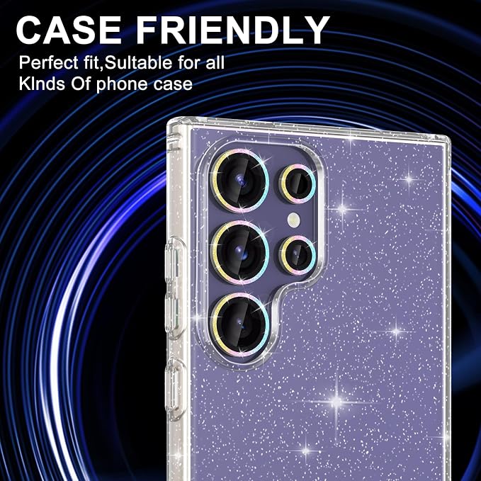 for Samsung Galaxy S24 Ultra Camera Lens Protector, Individual Metal Ring Tempered Glass Lens Cover, [Strong Adsorption] Scratch Resistant Ultra-Thin HD Clear Lens Cover,2 Set-Colorful Sparkly - Image 5