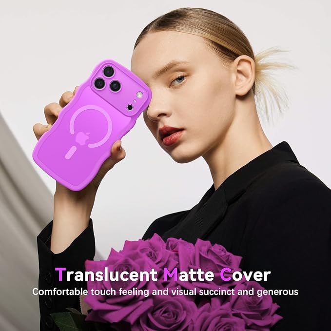 BENTOBEN Magnetic for iPhone 17 Pro Case, Cute Wavy Full Camera Protection [Compatible with MagSafe] Matte Anti-Slip Bumper Women Girls Boys Protective Cover for 17 Pro 6.3", Berry Purple - Image 7