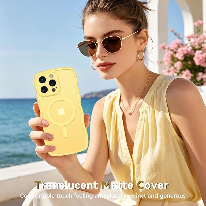 BENTOBEN Magnetic for iPhone 16 Pro Case, Cute Wavy [Full Camera Protection][Compatible with MagSafe] Matte Anti-Slip Bumper Women Girls Boys Protective Cover for 16 Pro 6.3" 2024, Butter Yellow - Image 7