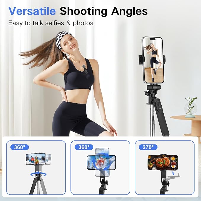 Vlogging Kit for iPhone/Android, Metal Selfie Stick Tripod for iPhone with Light and Microphone,70 inch Tall Adjustable Phone Tripod for TikTok/YouTube Starter Content Creator Essentials Kit - Image 7