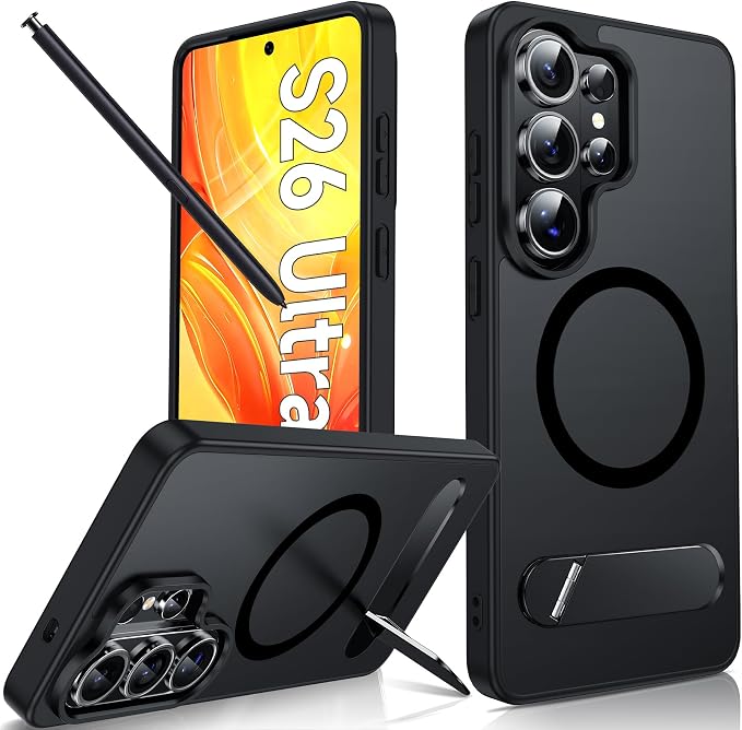 LeYi for Samsung Galaxy-S26-Ultra Case with Stand: for Magsafe Funda para s 26 s26ultra Phone Cover Rugged Slim Fit Heavy Duty Magnetic Women Men Kickstand Military Grade Samsungs26 Ultra, Black by LeYi
