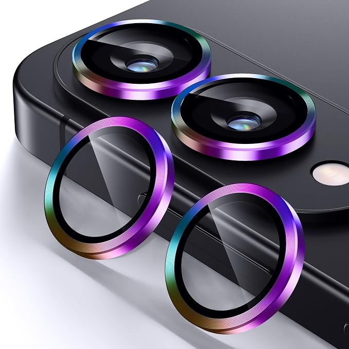 Korecase for Galaxy S25 Edge Camera Lens Protector, 9H Tempered Glass Anti Scratch Camera Screen Protector Film Shcokproof Metal Ring Lens Protector for Samsung S25 Edge,Colorful by Korecase