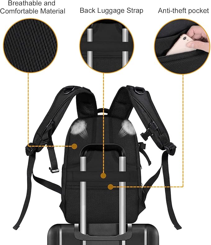 MOSISO Camera Backpack, DSLR/SLR/Mirrorless Photography Camera Bag | 15-16 inch Waterproof Hardshell Case with Tripod Holder&Laptop Compartment Compatible with Canon/Nikon/Sony, Black - Image 8