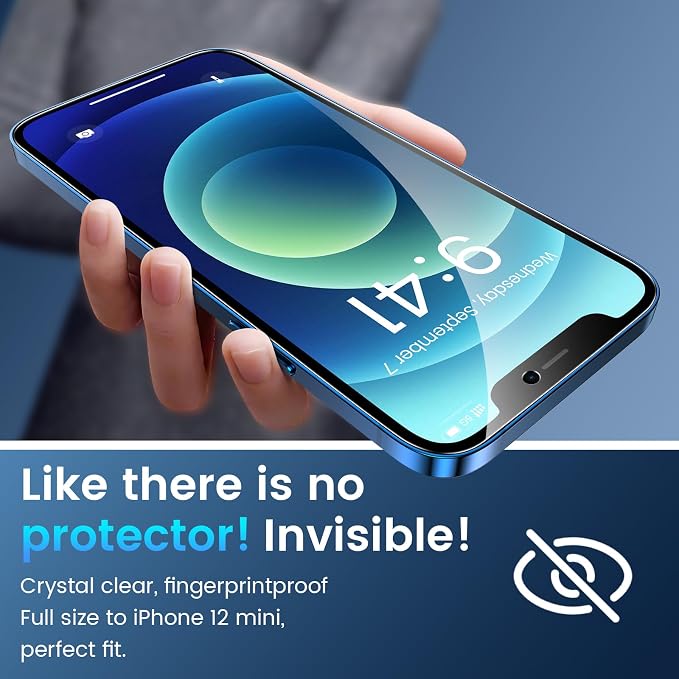 Fotbor for [3+3 Pack] iPhone 12 Mini Screen Protector with Camera Lens Protector, 9H Shatterproof Tempered Glass Film with Easy Installation Frame, HD Clear Sensitive Full Coverage 5.4 Inch - Image 7