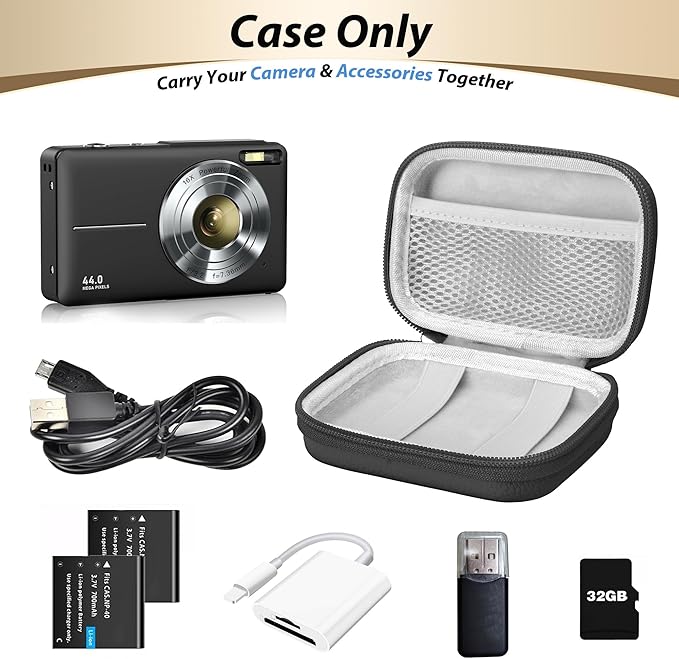 Digital Camera Case for KODAK PIXPRO FZ55/FZ45, Case Only, Black | Fits CAMKORY DC403 and Canon PowerShot ELPH 360 HS Compact Digital Cameras, Small Hard Shell Camera Pouch with Mesh Pocket - Image 4