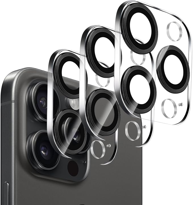 3 Pack Dengduoduo Tempered Glass Camera Lens Protector for iPhone 15 Pro 6.1" & for iPhone 15 Pro Max 6.7", Ultra HD, 9H Hardness, Anti-Scratch, Case Friendly, Easy to Install [No Affect on Night Shots] by Dengduoduo
