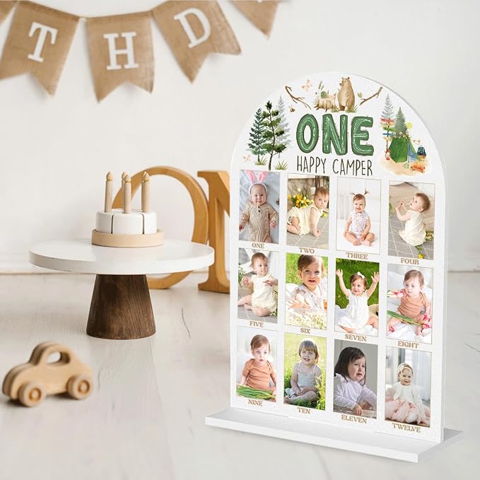 My First Year Photo Board Baby Milestone Signs One Year of Baby Photo Board, Best Babies Keepsake 10x14 Inches Acrylic Sign Decor Fits 2" x 3" Photo A04 - Image 5