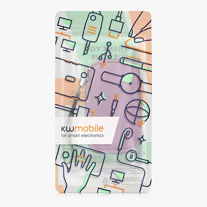 kwmobile Universal Phone Pouch Size XL - 6.7/6.8" - Neoprene Smartphone Pouch with Zip - Water-Repellent Mobile Phone Case - Sleeve in Lavender - Image 7