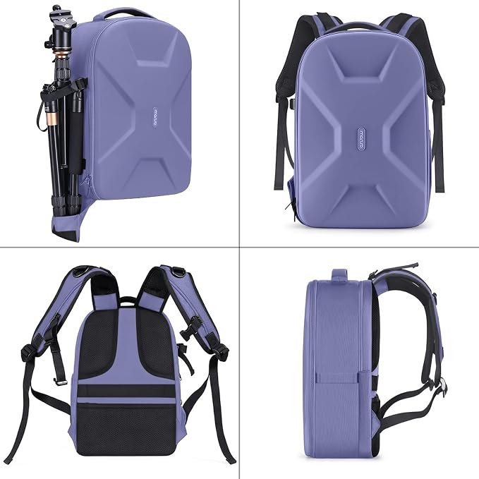 MOSISO Camera Backpack, DSLR/SLR/Mirrorless Photography Camera Bag | 15-16 inch Waterproof Hardshell Case with Tripod Holder&Laptop Compartment Compatible with Canon/Nikon/Sony, Lavender Gray - Image 5