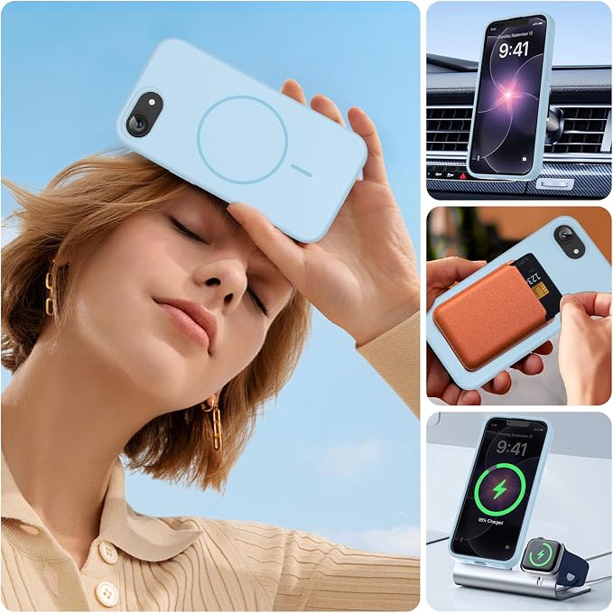 miracase Magnetic for iPhone 17e Case & iPhone 16e Case, [Soft Anti-Scratch Microfiber Lining], Compatible with MagSafe, Silicone Shockproof Protection Phone Case for iPhone 17e/16e, Clove Purple - Image 6