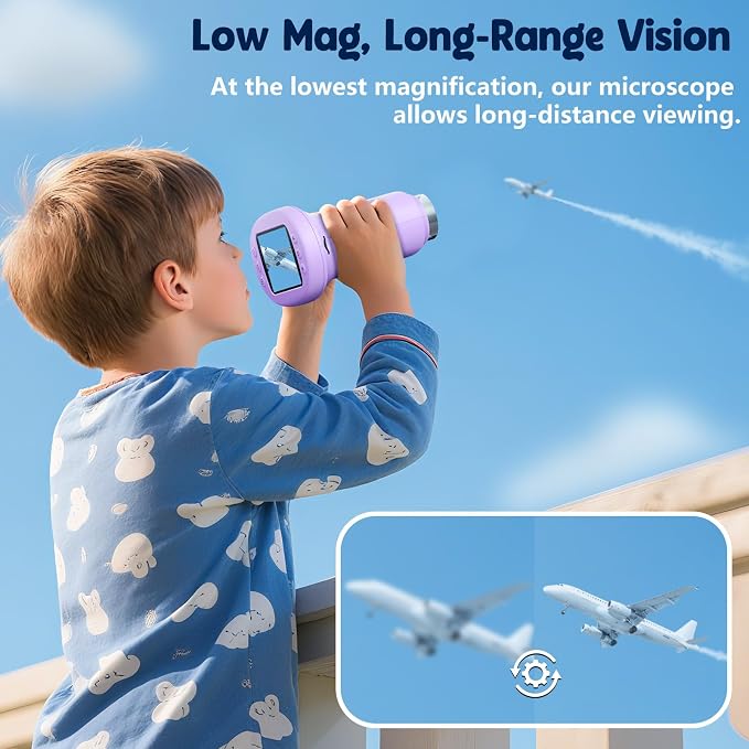 Odatay 2.4" 4K 1000X Digital Kids Microscope with 32G Card 12 Slides Purple | Long Distance Viewing, Portable Handheld Edu Gift Toys for Age 3-12, Exploring Bugs Plants at Home Classroom & Outdoor Travel - Image 6