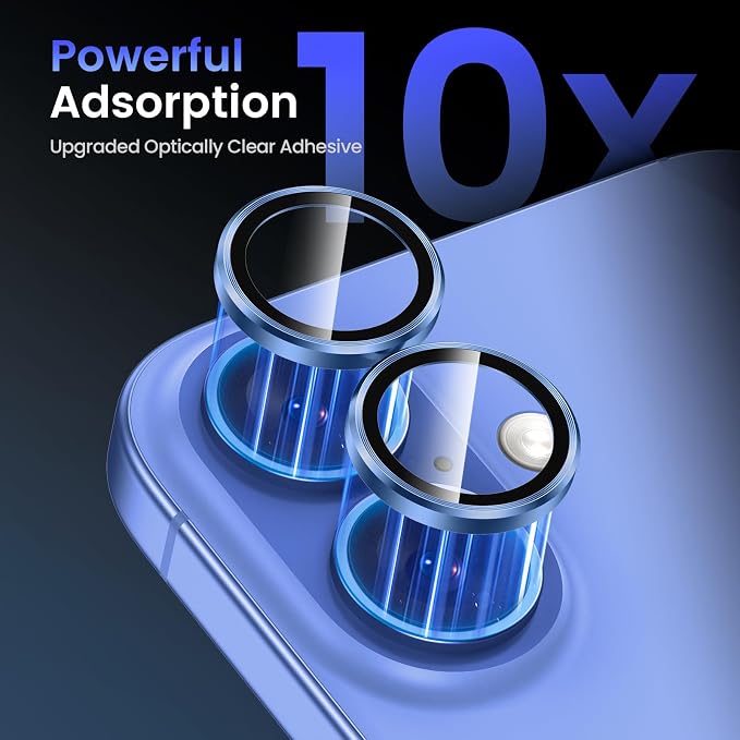 Tensea for iPhone 16/16 Plus Camera Lens Protector, Camera Cover | 9H Tempered Glass Camera Screen Protector, Metal Individual Ring for iPhone16 6.1inch/ 16Plus 6.7inch, HD Clear, Easy Install - Image 6