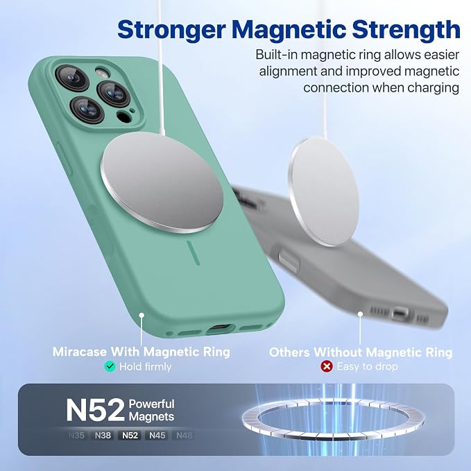 miracase Magnetic for iPhone 16 Pro Case, [Soft Anti-Scratch Microfiber Lining], Compatible with MagSafe, Liquid Silicone Case Shockproof Drop Protection Phone Case for 16 Pro,Midnight Green | Compatible with MagSafe, Soft Microfiber Lining, Liquid Sil... - Image 4