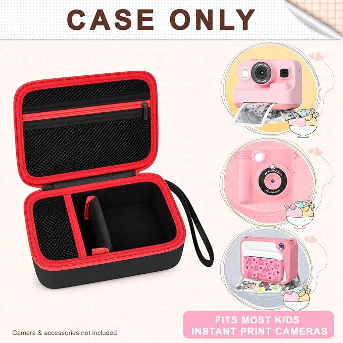 Kids Instant Print Camera Case for DYLANTO for ESOXOFFORE Cameras | Portable Digital Camera Case Organizer for ETIKEZ for YTETCN for DUDUDRAGON with Pocket for Accessories (Box Only)-Black - Image 2