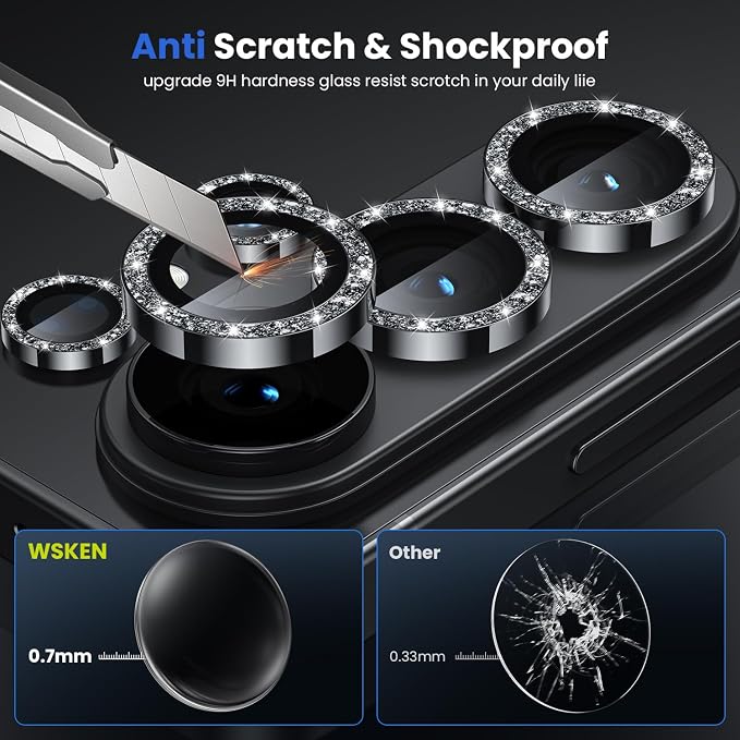 WSKEN for Samsung Galaxy S26 Ultra Camera Lens Protector - Ultra Thin | Case Friendly, 9H Shatterproof Tempered Glass, Anti Scratch Metal Circle, Camera Screen Protector Cover Accessories, Glitter - Image 3