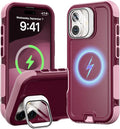 Follaroma Magnetic for iPhone 17 Case with Camera Cover Stand, Purple Pink | Built-in Glass Camera Cover Stand,Compatible with MagSafe,Heavy Duty Shockproof Protective,Military-Grade Anti-DropDual Case by Follaroma
