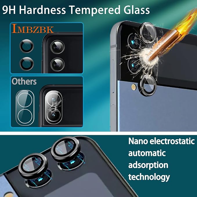 IMBZBK 9 in 1 for Samsung Galaxy Z Flip 4 5G Screen Protector | 9H+ Hardness, Military Grade Shatterproof, Case Friendly, Bubble Free Easy Installation Frame, 3+3+3 Pack - Image 5