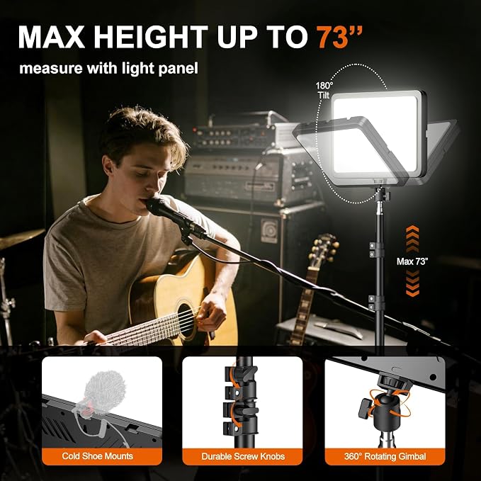 EMART 2-Pack LED Video Light Kit, 35W/3600lux Photography Lighting | 2800-7000K Dimmable Studio Lights with 11.5ft Power Cord, 46-73in Adjustable Tripod Stand for YouTube, TikTok, Recording - Image 6