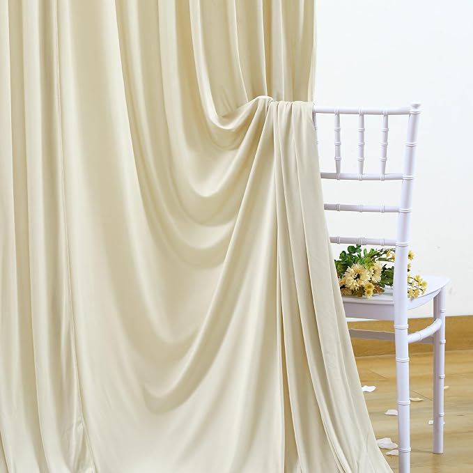 4 Panels Backdrop Curtains for Wedding Party Wrinkle Free Beige Backdrops Curtain Drapes Fabric Decorations Photo Back Drop Cloth for Baby Shower Photography Stage Reception 20ft(W) x 12ft(H) - Image 5