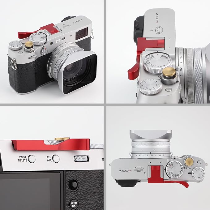 Haoge THB-X2R Metal Hot Shoe Thumb Up Rest Hand Grip for Fujifilm X100VI Fuji X100V Camera Red - Image 9
