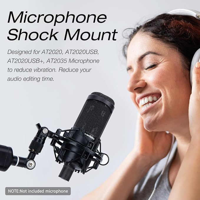 YOUSHARES AT2020 Shock Mount, Microphone Shock Mount Reduces Vibration Noise for Audio Technica AT2020 AT2035 ATR2500 Condenser Mic - Image 3