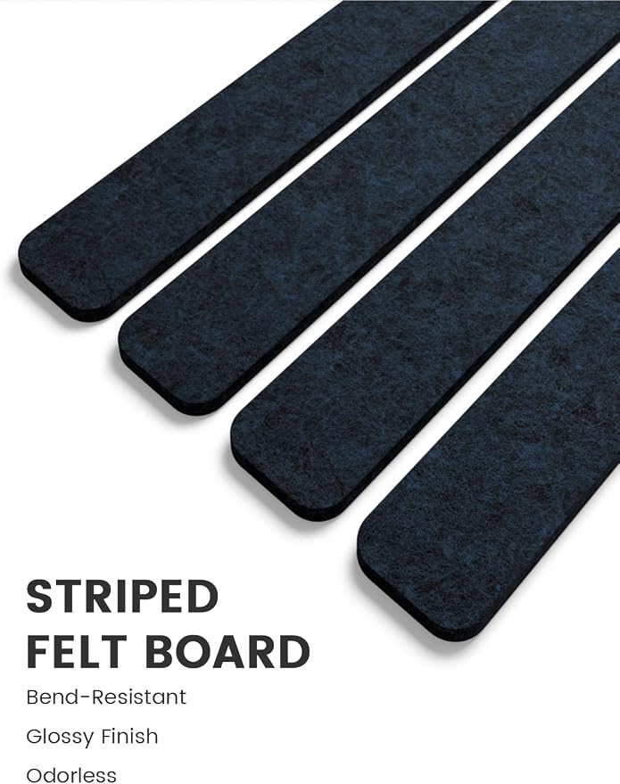 Fluxynara 13" x 2" Felt Wall Panels, Midnight Blue | 8-Pack Includes 50 Push Pins and Adhesive Tabs for Photos, Notes and Decor in Bedroom Doors, Home Office or Studios - Image 3