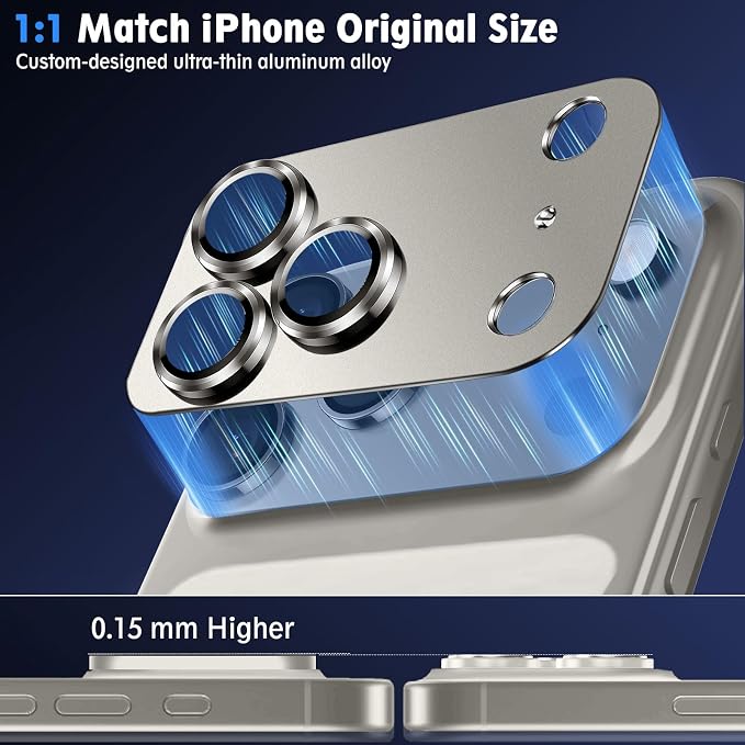 SiHPuoy Camera Lens Protector for iPhone 17 Pro Max, Tempered Glass, Grey | 2pcs, 9H+ Hardness, Military Grade Shatterproof, Anti-Scratch, Case Friendly, Metal Camera Cover, Does not Affect Night Shots - Image 4