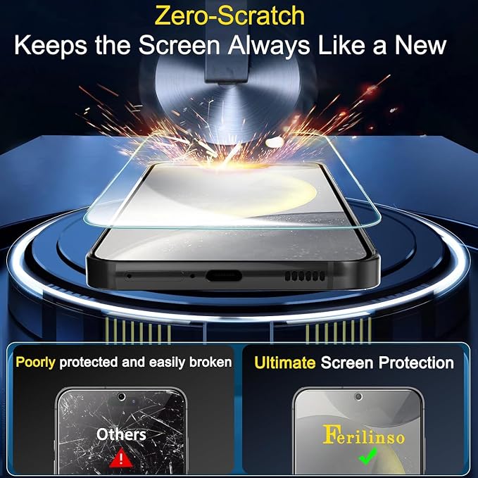 Ferilinso Screen Protector for Samsung Galaxy S24, Tempered Glass | 3 Pack, 9H+ Military-Grade Shatterproof, HD Clear, Case Friendly, Easy Installation Bubble Free, with Camera Lens Protector - Image 2