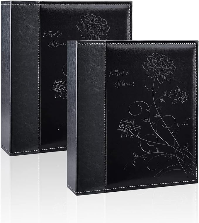 Artmag Photo Album 5x7 2 Packs Clear Pages Pockets Leather Cover Slip Slide in Photo Album Book Each Holds 50 Vertical 5x7 Photos Picture Book for Wedding Family (Black) by Artmag