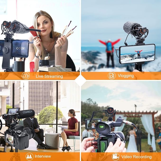 COMICA VM20 Professional Shotgun Microphone for iPhones, Androids, Cameras | Super Cardioid, 60H Working Time, OLED Display, 75/150HZ Low Cut Filters, Video Mic for Vlogging Film Interview Video Record - Image 7