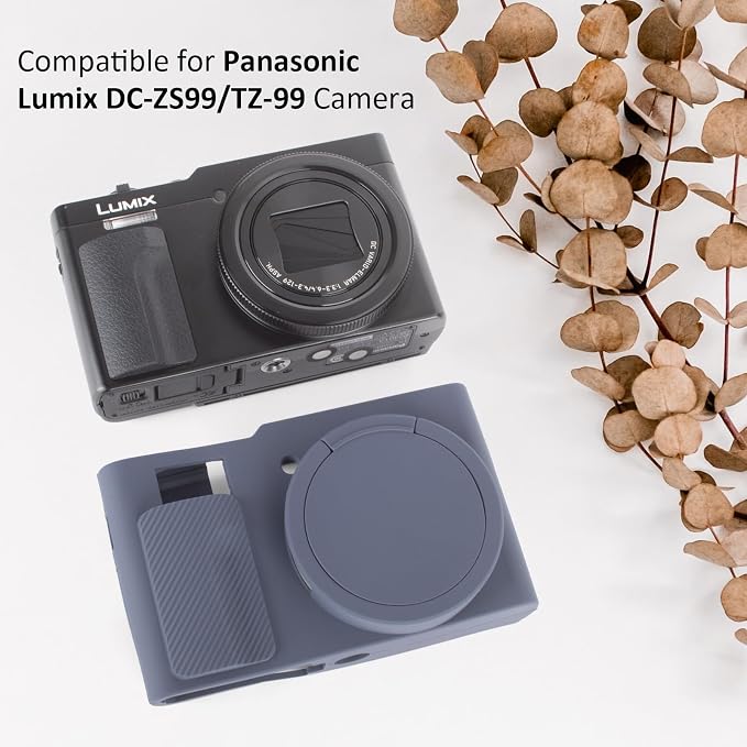 MUZIRI KINOKOO Silicone Sleeve Compatible for Panasonic Lumix ZS99 Camera - Soft Protective Cover for DC-ZS99/TZ99 Digital Camera with Removable Lens Cover - Anti-Slip & Anti-Scratch - Dark Blue - Image 2