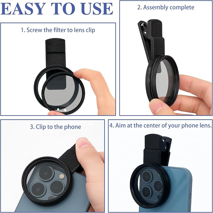 52mm Clip-On Circular Polarizer (CPL) Lens Filter Kit – Professional Phone Camera Filter for iPhone 17–11 & Compatible DSLR Cameras - Image 5
