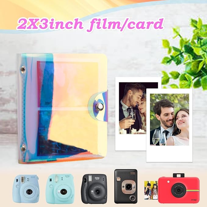 Ruibytree 2 Pack Holographic Small Photo Album 2x3 for Fujifilm Instax Mini | 128 Instant Photo Capacity, Portable Size, Acid-Free Pages, Snap Closure, Fits Polaroid 2x3 Prints, Carry Favorite Memories - Image 3