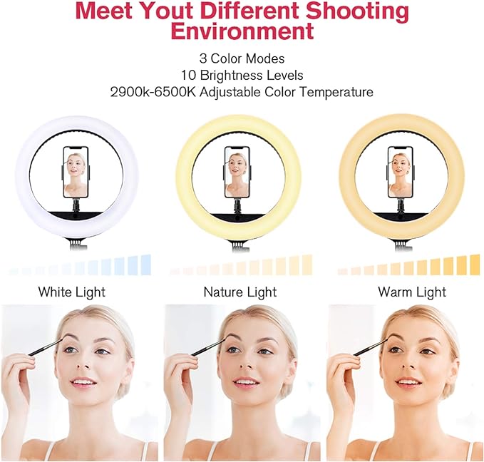 18 inch LED Ring Light with Tripod Stand Dimmable Makeup Selfie Ring Light for Studio Portrait YouTube Vlog Video Shooting with Carrying Bag and Remote Controller, CRI 90 - Image 2