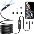 Endoscope with Light, 1920P HD Borescope with 8 Adjustable LED Lights, Semi-Rigid Snake Camera, IP67 Waterproof Inspection Tool (16.4ft, Black Harness + Dual Lens) by Unknown