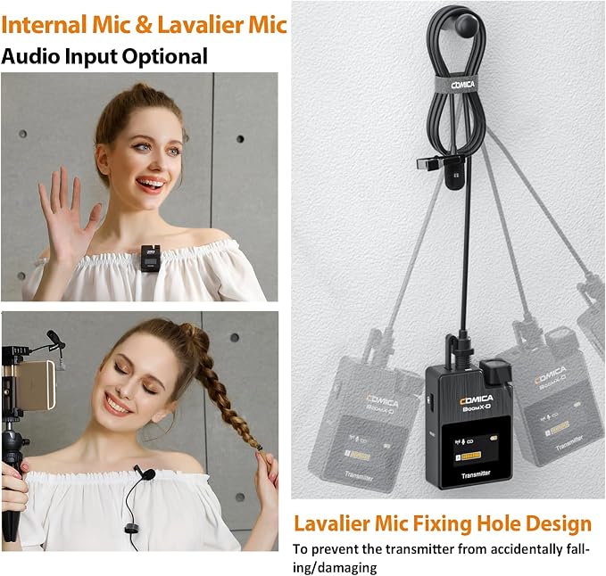 COMICA BoomX-D2 Wireless Lavalier Microphone for Camera iPhone & Android | 656ft Stable Range, Noise Cancelling, Dual Lapel Mic System with 2 Transmitters, Ideal for Vlog, YouTube, Content Creators - Image 2