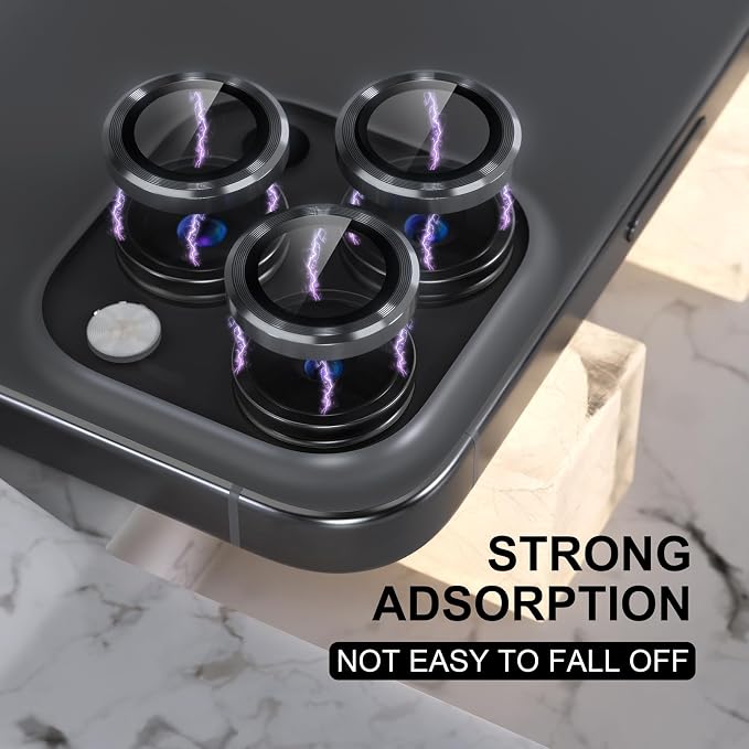 Choiche for iPhone 16 Pro/iPhone 16 Pro Max Camera Lens Protector | Ultra HD, 9H Tempered Glass Camera Cover Screen Protector Metal Ring Decoration Accessories (Black) - Image 6
