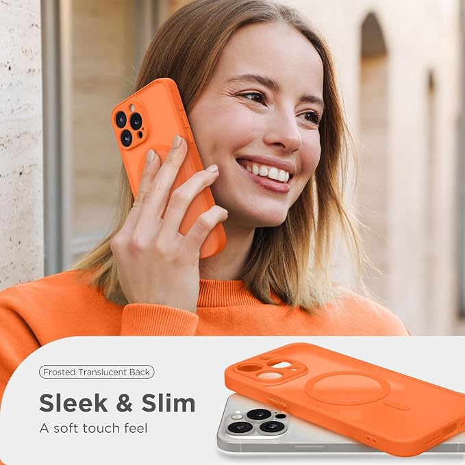 CAPRARO for iPhone 15 Pro Max Case, Compatible with MagSafe | Upgraded [Full Camera Protection] Shockproof Protective Slim Translucent Matte Magnetic Phone Case 6.7'', Orange Yellow - Image 7