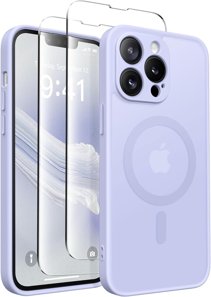 CAPRARO for iPhone 13 Pro Max Case, Compatible with MagSafe Lilac | Upgraded [Full Camera Protection] Shockproof Protective Slim Translucent Matte Magnetic Phone Case 6.7'', Lilac by CAPRARO