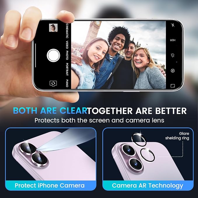 Fotbor Compatible with 3 Pack iPhone 17 Screen Protector With 1 Set Camera Lens Protector, 2025 Upgrade 9H+ Premium Tempered Glass, Easy Installation Kits, 6.3 inch - Image 5
