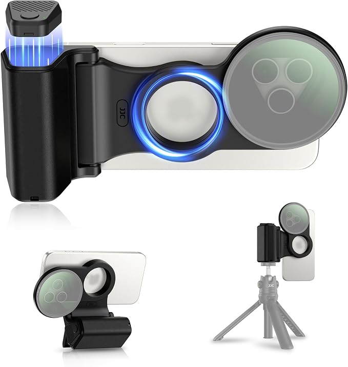 JJC 67mm Magnetic Filter Adapter with Phone Camera Grip Kit, Compatible with iPhone 16 Pro Max 15 Pro Max 14 Pro Max, with Remote Control & 1/4” Tripod Screw for Vlogging Video Recording Filmmaking by JJC