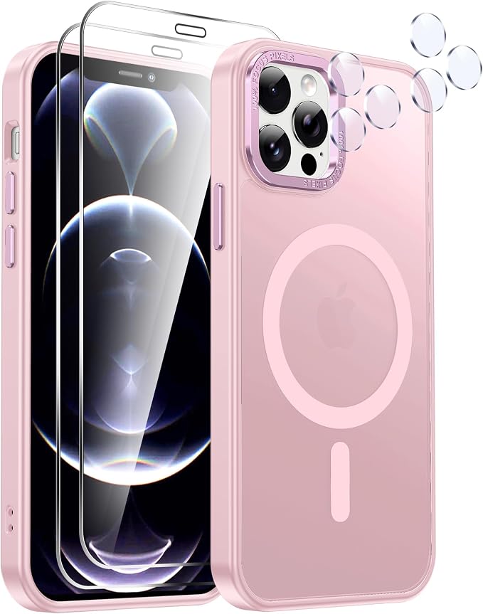 LeYi for iPhone-12-Pro-Max Case: Compatible with Magsafe[ Tempered Glass Screen X2+ Camera Lens Protector X2] i Phone 12Pro Promax Cases Cover iohone 12 Pro Max Magnetic Protective Girl Women, Pink - Image 7