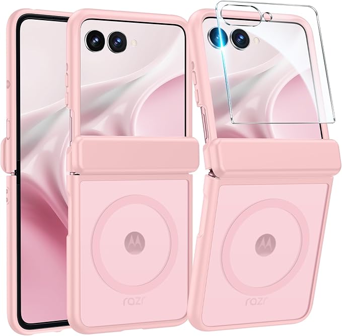 FNTCASE for Motorola Razr 2026/2025 Case, Fit for Magsafe, Hinge Protection | Screen Protector, Translucent Matte Magnetic Back, 18FT Military Grade Drop Proof, Protective Phone Cover, Light Pink by FNTCASE