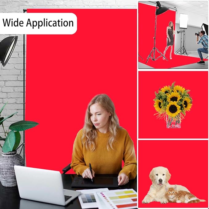 Red Photography Backdrop for Photoshoot, Fabric 10x10ft | Versatile Studio Photo Backgrounds, Non Reflective, Easy to Use, for Portraits, Product, Party, Video Creation - Image 2