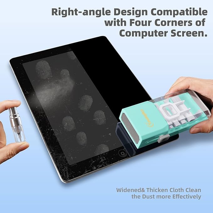 Keyboard Cleaner & Laptop Cleaning Kit for Computer Screen, TiffanyBlue | High-density Soft brush, Screen Cleaner Spray,2mm Thicken Large Microfiber Polishing Cloth,Metal Pen Tip,Flocking Sponge - Image 9