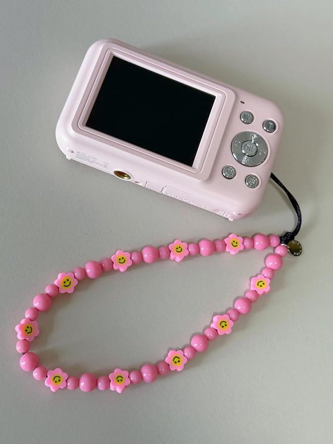 Drawwind Phone Charm Strap Cute Wrist Straps Cell Phone Charm String Y2K Aesthetic Lanyard Wristlet Chain for Case Camera AirPods Bags Keychains (Pink Smiles) - Image 5