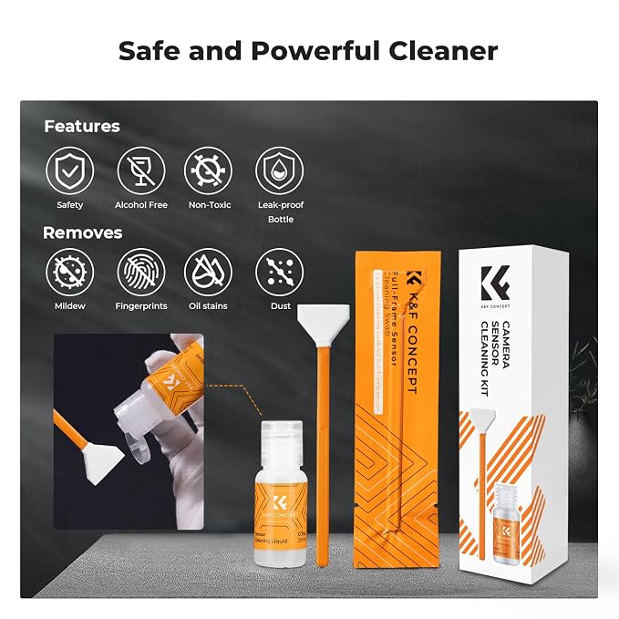 K&F CONCEPT 24mm Full Frame Sensor Cleaning Kits, with 20ml Sensor Cleaner | Sensor SwabsX6, Vacuum Sealed, Gentle Cleaner, Multi-Device Use, Precision Cleaning,for Nikon Sony Canon Camera Clean,MA01 - Image 4