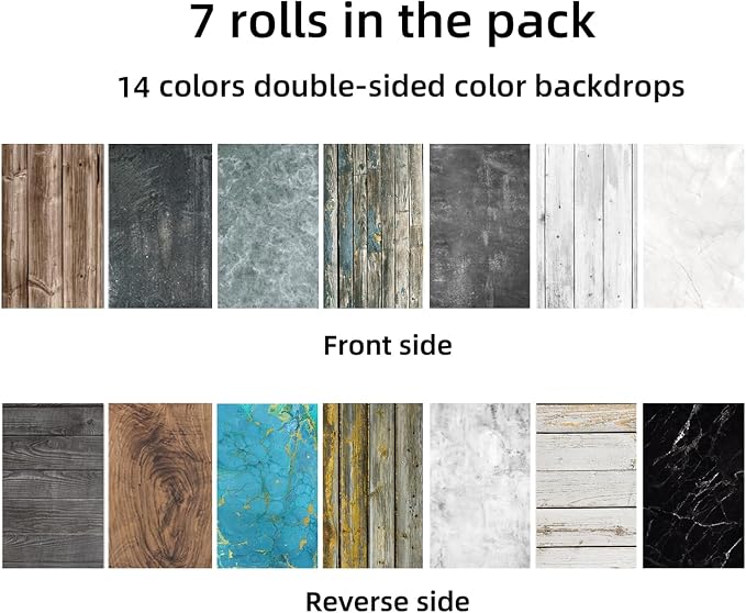 Photography Backdrops Product Photo Background：Small Product Photoshoot Paper kit for Food Jewelry Picture. (Textured 22X 34inch 7pcs/14-color) - Image 2