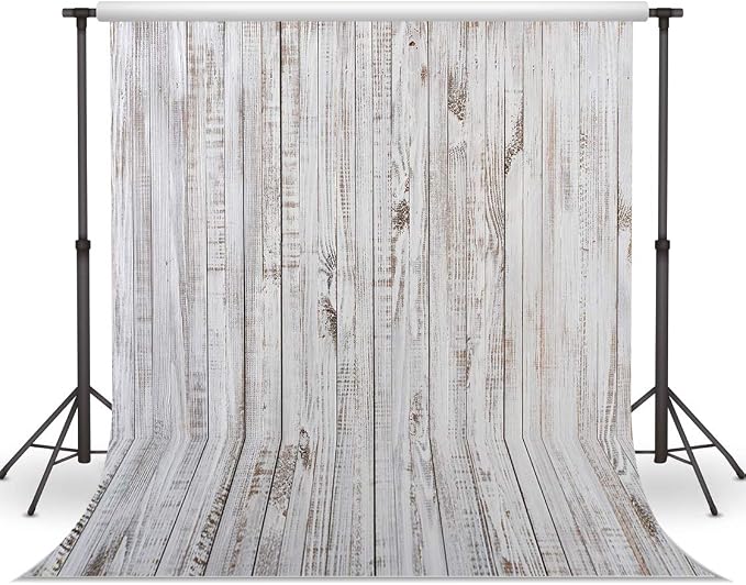 8x8FT Vintage Wood Backdrop Retro Rustic White Gray Wooden Floor Backdrops for Photography Kids Adult Photo Booth Video Shoot Vinyl Studio Prop 11890 - Image 2